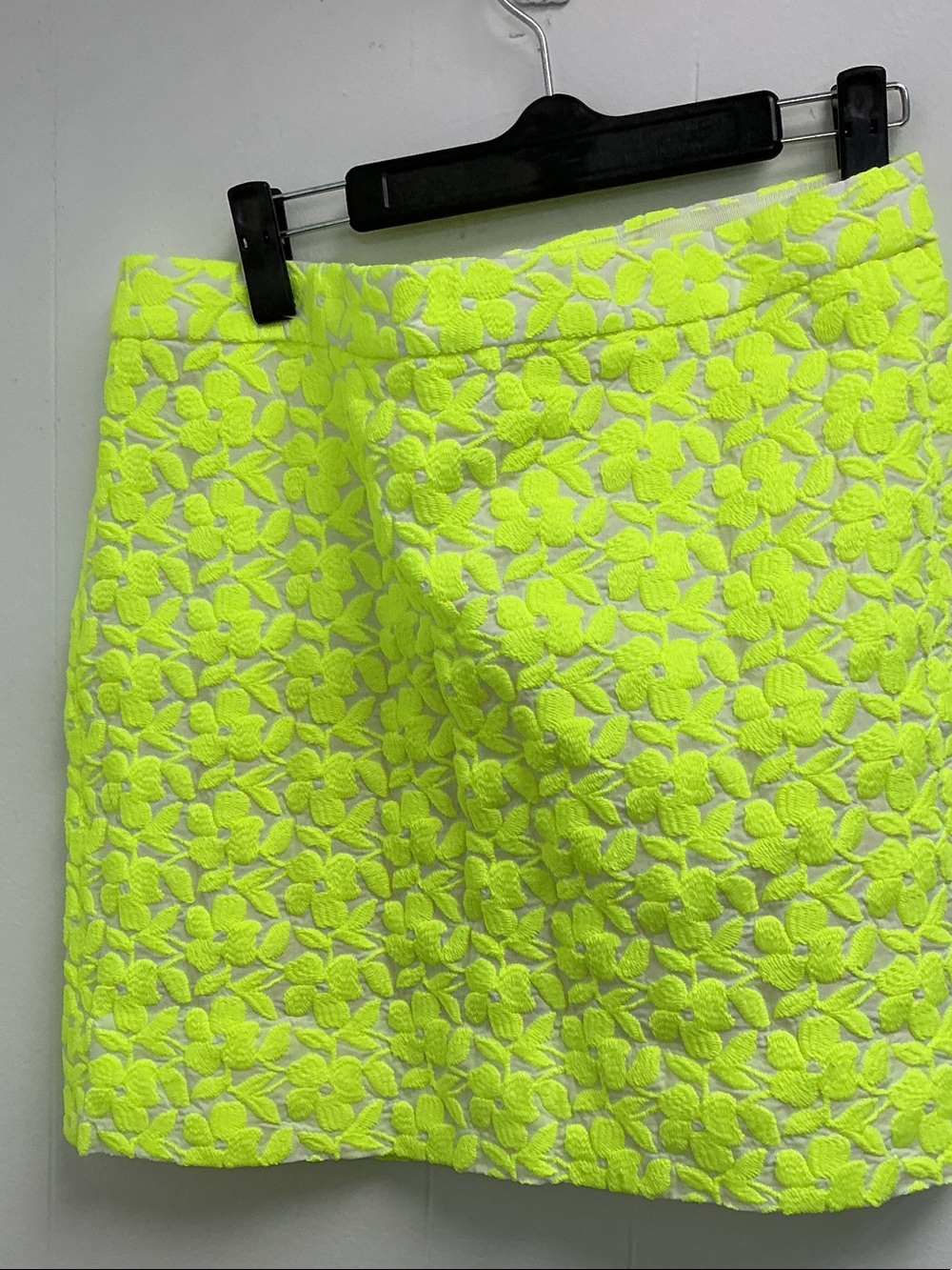 J. Crew Neon Floral Embroidered Mini Skirt - Neon Yellow